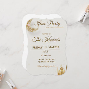 Boho Beige Minimalist Moschee Ramadan Iftar-Party Einladung