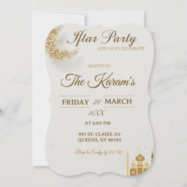 Boho Beige Minimalist Mosque Ramadan Iftar Party Einladung