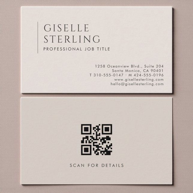 Boho-Beige-Minimalist-Professional-QR-Code Visitenkarte (Von Creator hochgeladen)