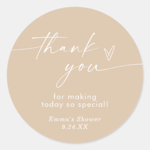 Boho Beige Minimalistisch Danke, dass du Sticker h