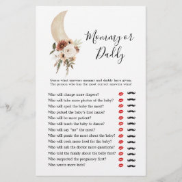 Boho Beige Moon Babydusche Mommy oder Daddy
