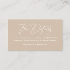 Boho Beige Neutral Wedding Details Qr Code Begleitkarte