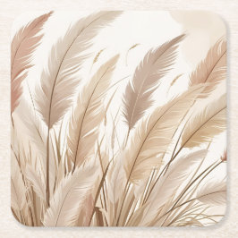 Boho Beige Pampas Grass Wedding Rechteckiger Pappuntersetzer