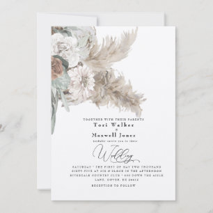 Boho Beige Pampas Hochzeit ohne Eltern Ecru Einladung