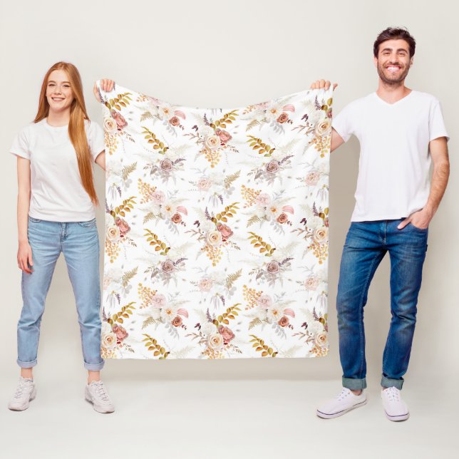 Boho Beige, Pampasgras Terrakotta Wasserfarbe We Fleecedecke (Beispiel)