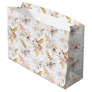 Boho Beige, Pampasgras Terrakotta Wasserfarbe We Große Geschenktüte