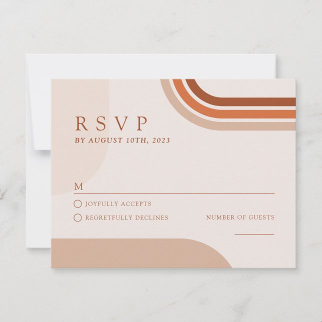 Boho Beige Terracotta Response Card RSVP Karte (Vorderseite)