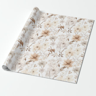 Boho Beige Watercolor Floral Charm Geschenkpapier