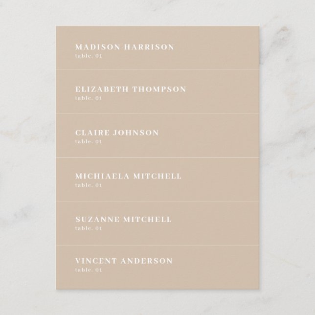 Boho Beige Wedding Name Platzkarte DIY (Vorderseite)