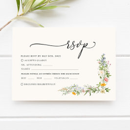 Boho Beige Wildblume Wedding RSVP Card Karte