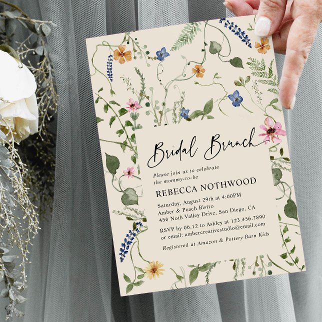 Boho Beige Wildblumen Bridal Brunch Dusche Einladung (Von Creator hochgeladen)