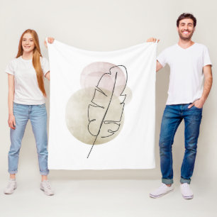 Boho beigefeder fleecedecke