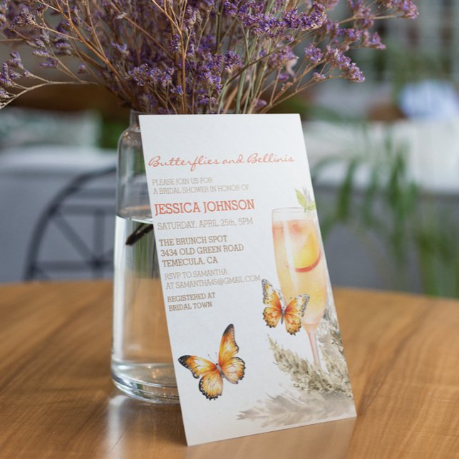 Boho Bellini & Butterflies Brautparty Einladung (Von Creator hochgeladen)