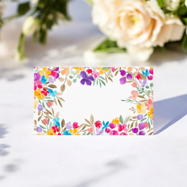 Boho bemalt Moderne Wasserhymne Blumenzehen Platzkarte (Boho painted Modern Watercolor Floral Wedding Place Card)