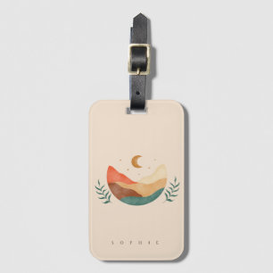 Boho Bergbauweise mit monogramm Gepäckanhänger