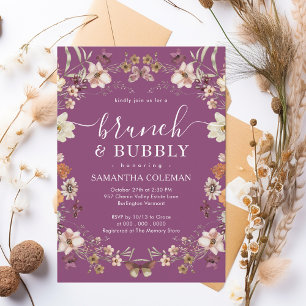 Boho Berry Lila Brunch and Bubbly Brautparty Einladung