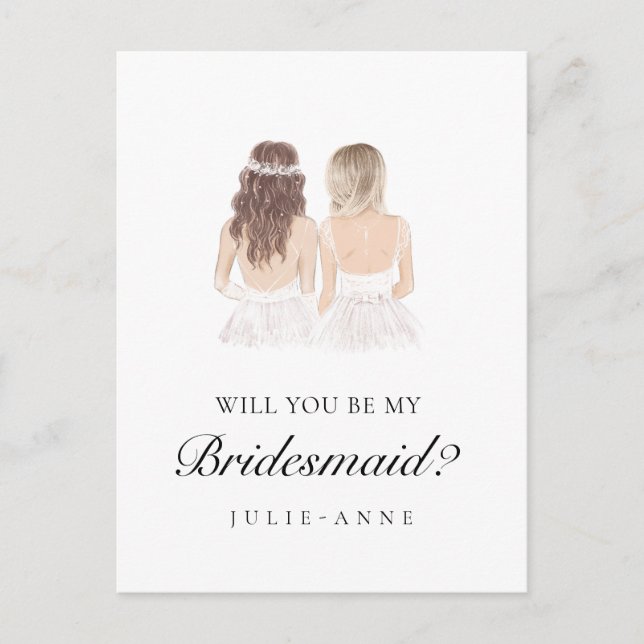 Boho Besties Bridesmaid Vorschlag Postkarte (Vorderseite)