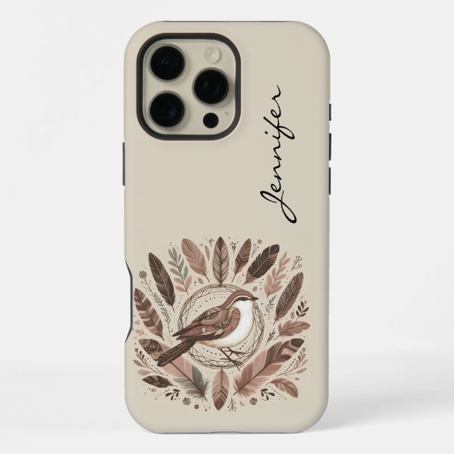 Boho Bird Indian Feather iPhone / iPad Gehäuse Hülle (Rückseite)