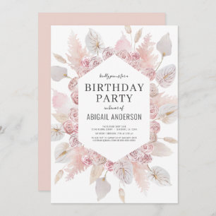 Boho Birthday Blush Pink jedes Party  Einladung