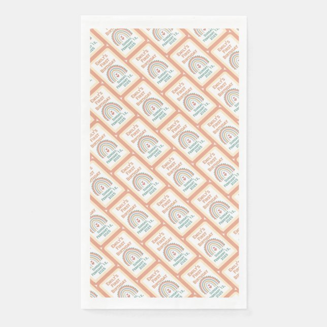 Boho Birthday Magic Light Coral Serviette (Vorderseite)