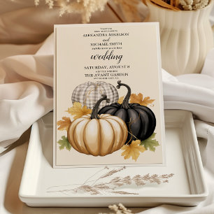 Boho Black and Gold Pumpkin Wedding Einladung