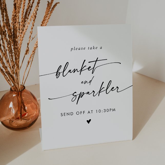 Boho Black and White Blanket Sparkler Exit Wedding Sockelschild (Boho Black and White Blanket Sparkler Exit Wedding Pedestal Sign)