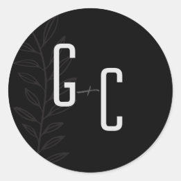 Boho Black and White Vintag Botanical Wedding Cla Runder Aufkleber