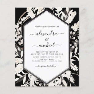 Boho Black Beige Botanische Hochzeit Flyer