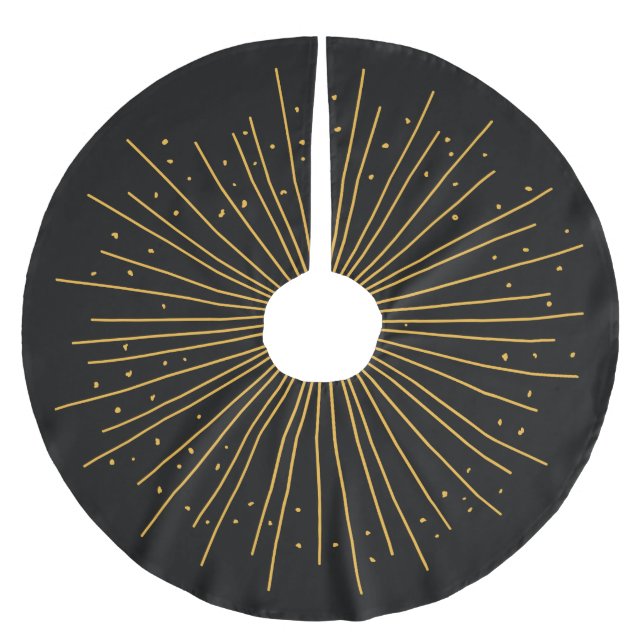 Boho Black Burst Polyester Tree Skirt Weihnachtsbaumdecke (Vorderseite)
