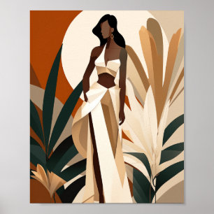 Boho Black Girl Boss Frau Faceless Wall Art Deco Poster