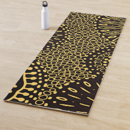 Boho Black Gold Ethnic Floral Yoga Mat Yogamatte