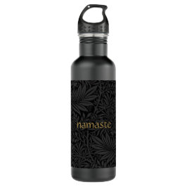 Boho Black Gray Botanical Edelstahlflasche