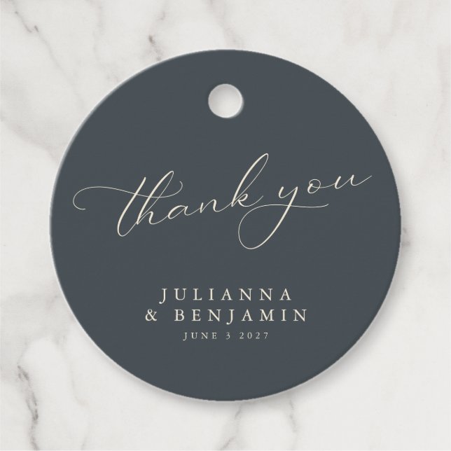 Boho Black Hand Drawn Floral Wedding Custom Danke Geschenkanhänger (Vorderseite)