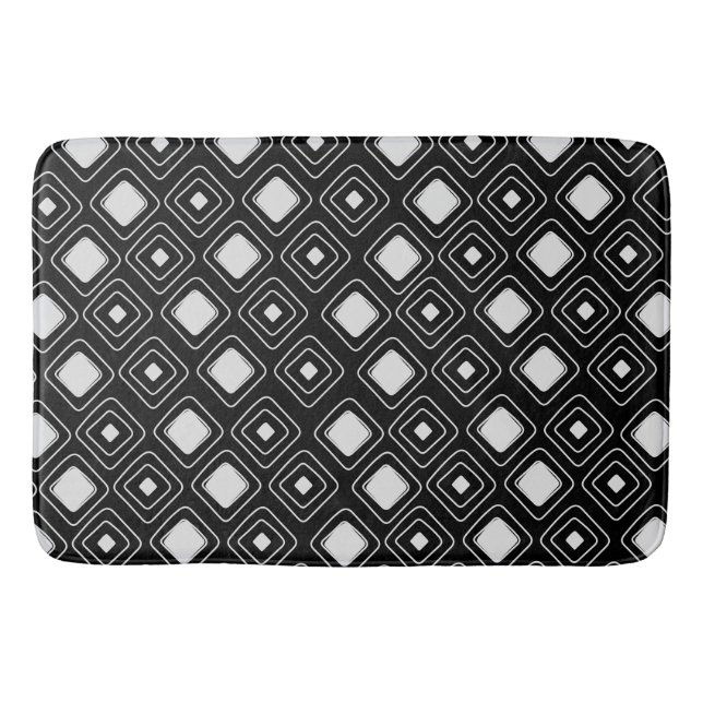 Boho Black Tribal Geometric Aztec Pattern Badematte (Vorderseite)