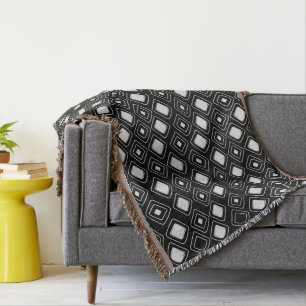 Boho Black Tribal Geometric Aztec Pattern Decke