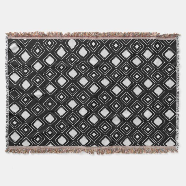 Boho Black Tribal Geometric Aztec Pattern Decke (Vorderseite)