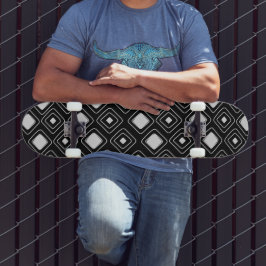 Boho Black Tribal Geometric Aztec Pattern Skateboard