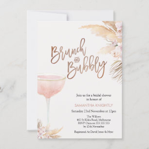 Boho Bläserglas Brunch Bubbly Brautparty Einladung