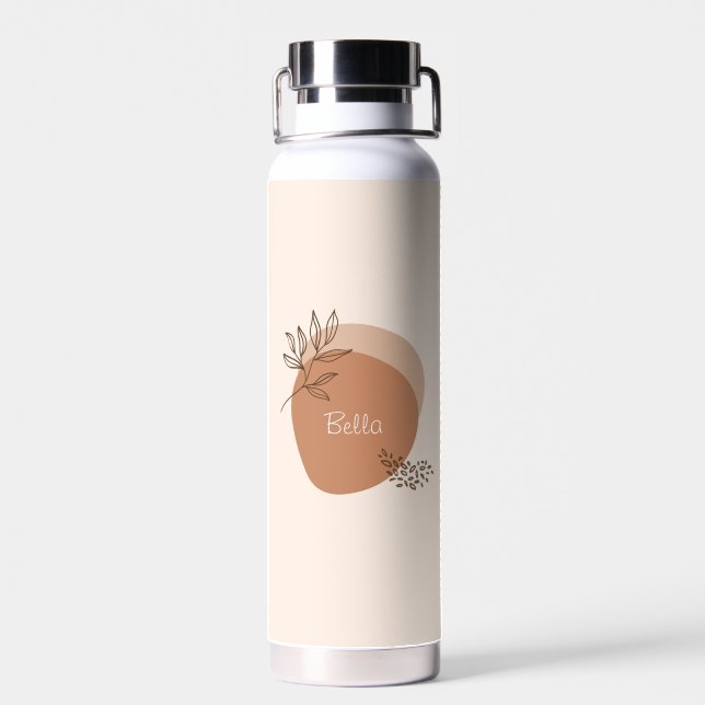 Boho-Blattdesign mit individuelle Name Trinkflasche (Rückseite)