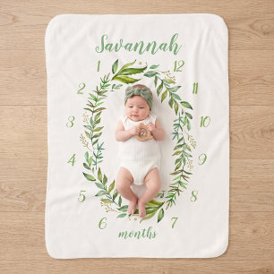 Boho Blätter Baby Name Monatlicher Meilenstein Fot Sherpadecke
