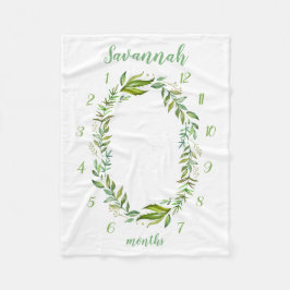 Boho Blätter Baby Name Monthly Meilenstein Foto Fleecedecke