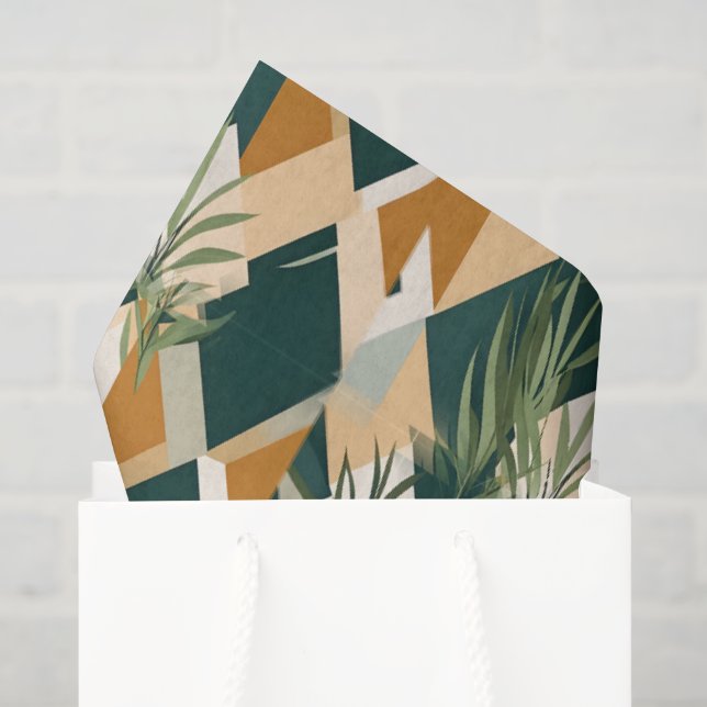 Boho-Blätter und geometrische Formen Seidenpapier (Geschenktüte)