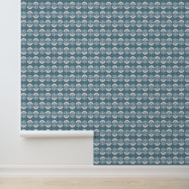 Boho Blau Blumenmuster Tapete