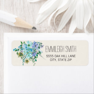 Boho Blau Lila Blumenfedern Creme