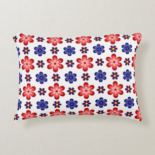 Boho Blau Lila Rote Blumen Akzent Kissen