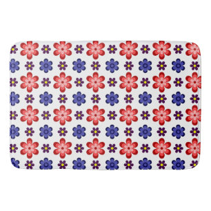 Boho Blau Lila Rote Blumen Große Badematte