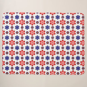 Boho Blau Lila Rote Blumen Große Sherpa-Decke Sherpadecke