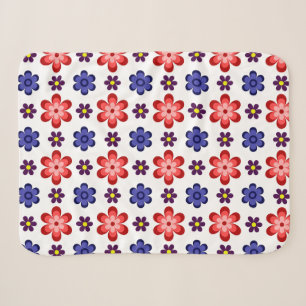 Boho Blau Lila Rote Blumen Kleiner Sherpa-Decke Sherpadecke