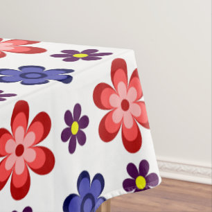 Boho Blau Lila Rote Blumen Mittlere Tischdecke