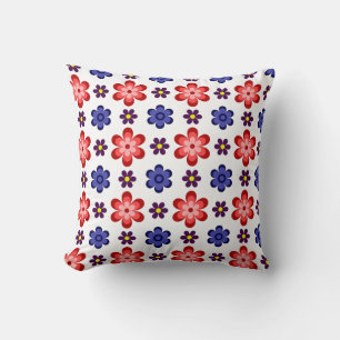 Boho Blau Lila Rote Blumen Wurfkissen Kissen